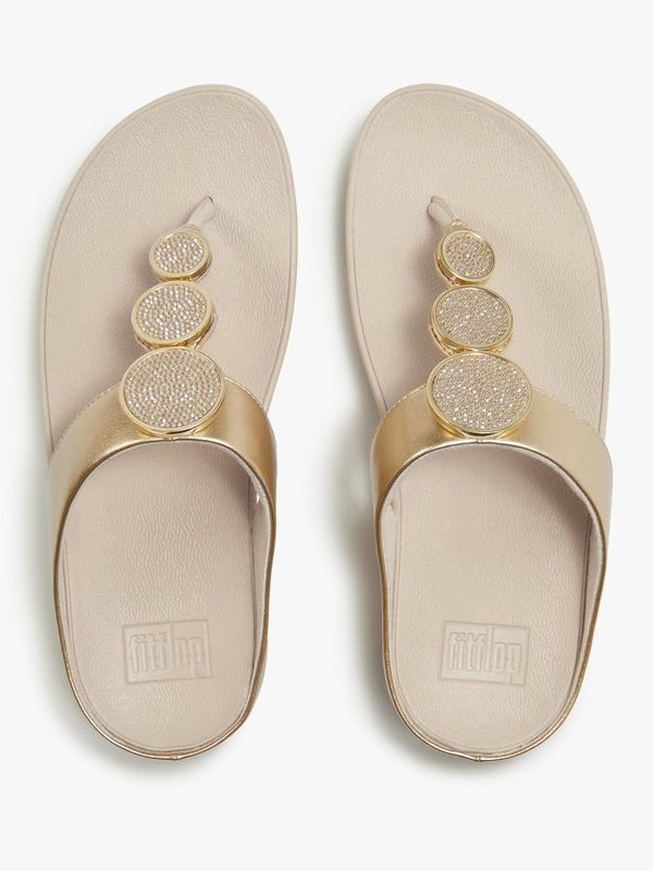 Halo Bead Platino Leather Toe Post Sandals