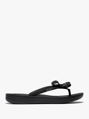 Iqushion Glitz Bow Black Flip Flops