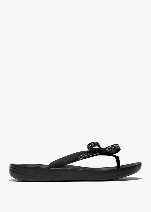 Iqushion Glitz Bow Black Flip Flops