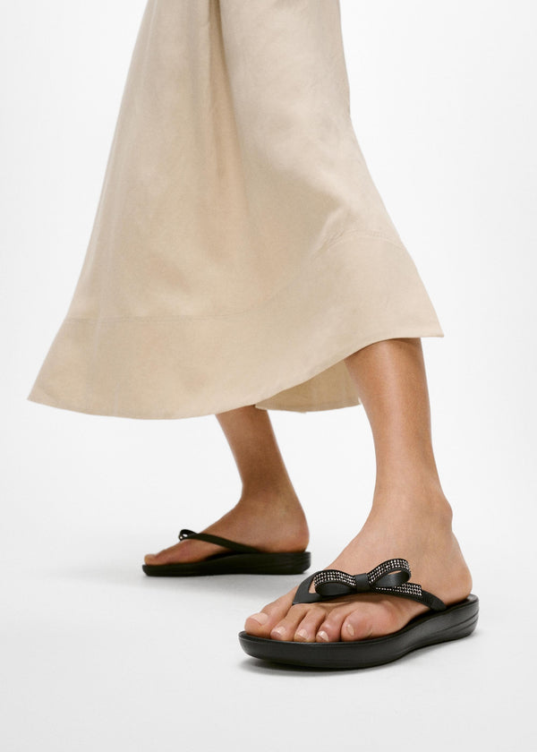 Iqushion Glitz Bow Black Flip Flops