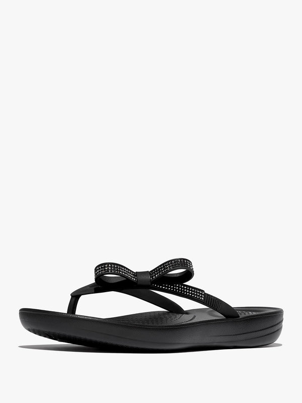 Iqushion Glitz Bow Black Flip Flops
