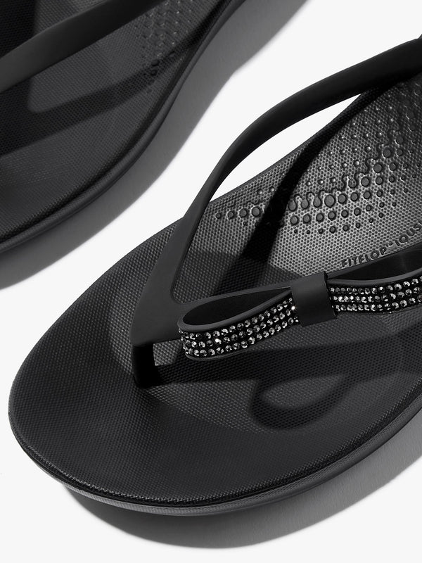 Iqushion Glitz Bow Black Flip Flops