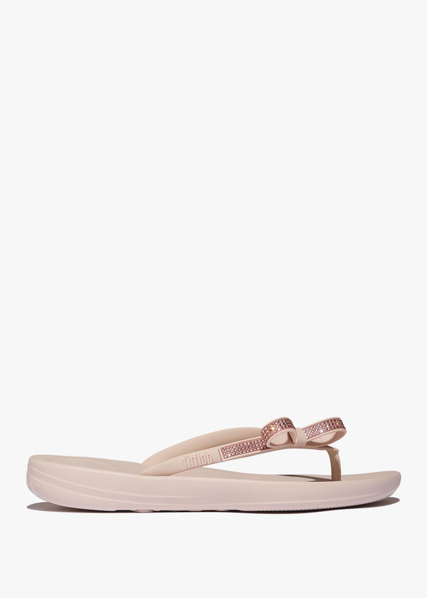 Iqushion Glitz Bow Nude Rose Flip Flops