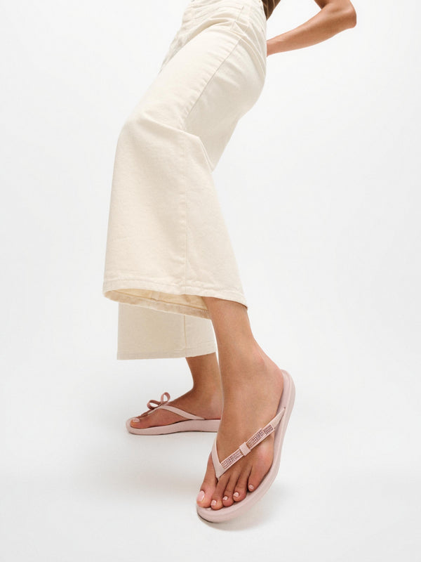 Iqushion Glitz Bow Nude Rose Flip Flops