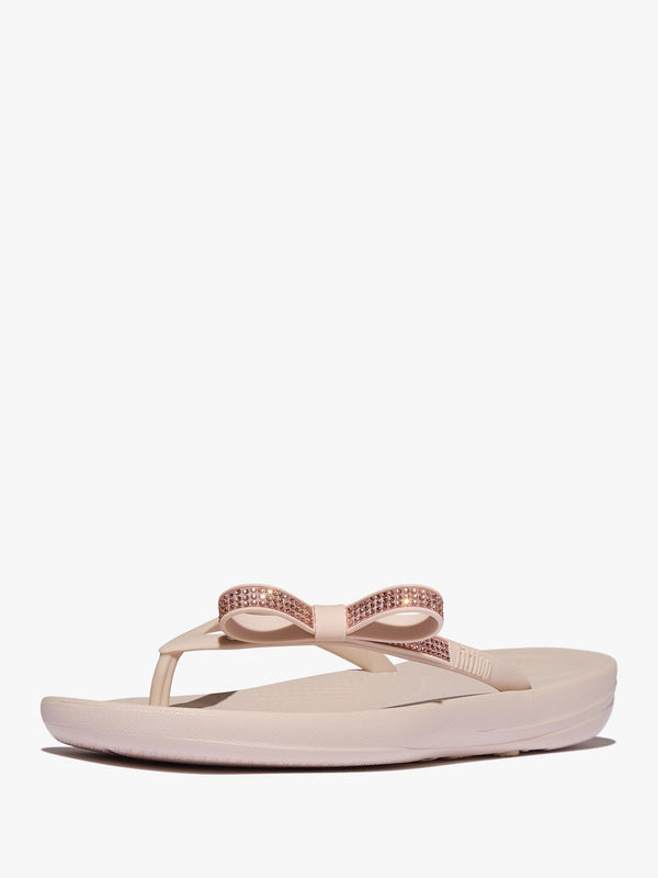 Iqushion Glitz Bow Nude Rose Flip Flops