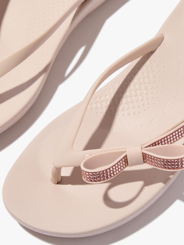 Iqushion Glitz Bow Nude Rose Flip Flops