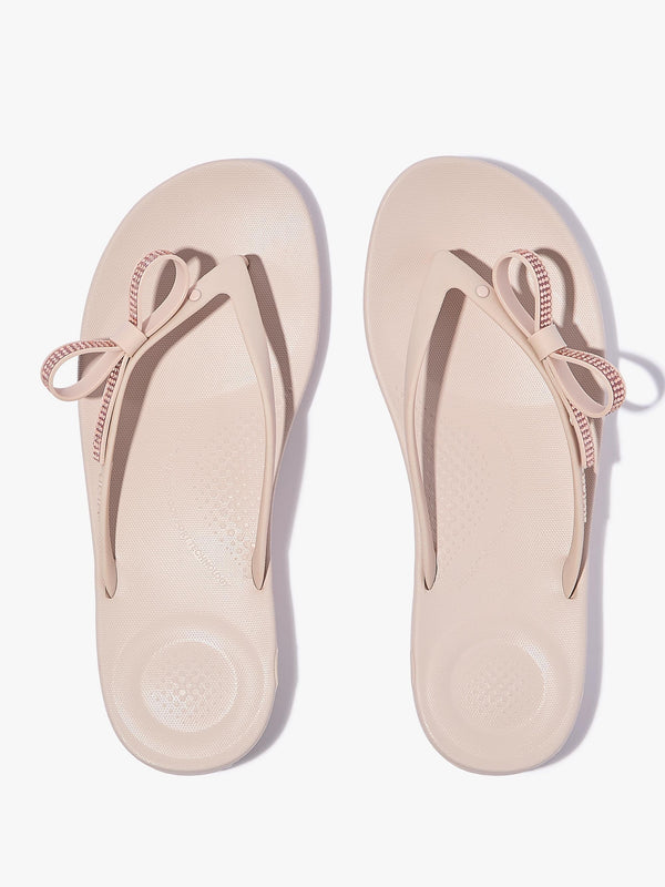 Iqushion Glitz Bow Nude Rose Flip Flops