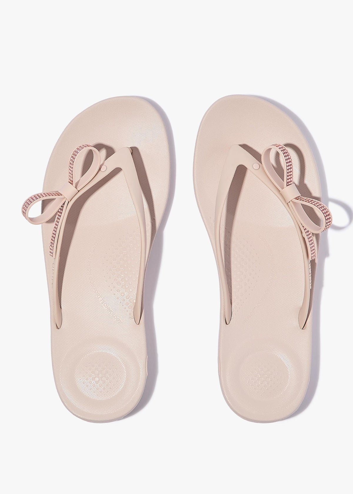 Iqushion Glitz Bow Nude Rose Flip Flops