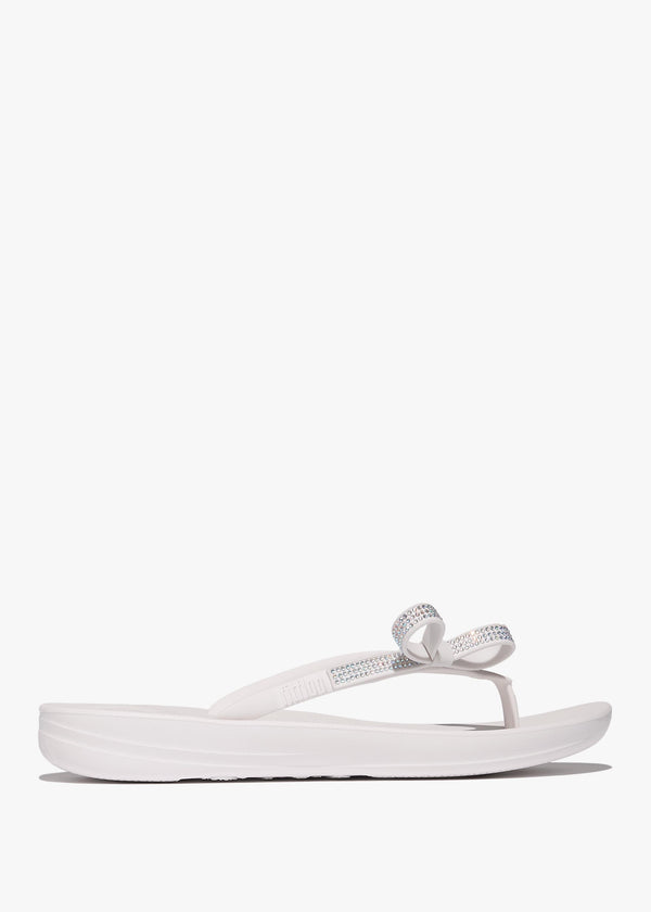 Iqushion Glitz Bow Urban White Flip Flops