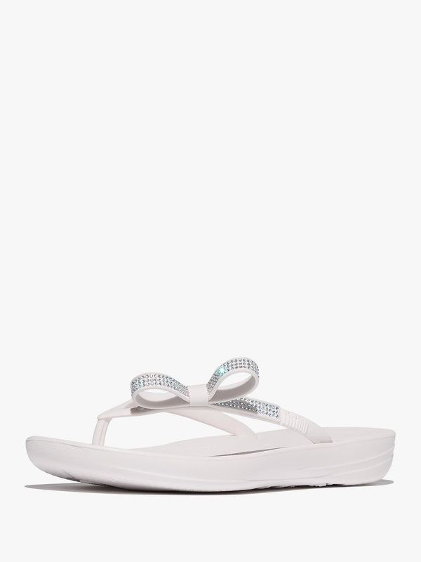 Iqushion Glitz Bow Urban White Flip Flops