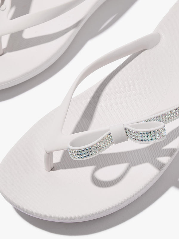 Iqushion Glitz Bow Urban White Flip Flops