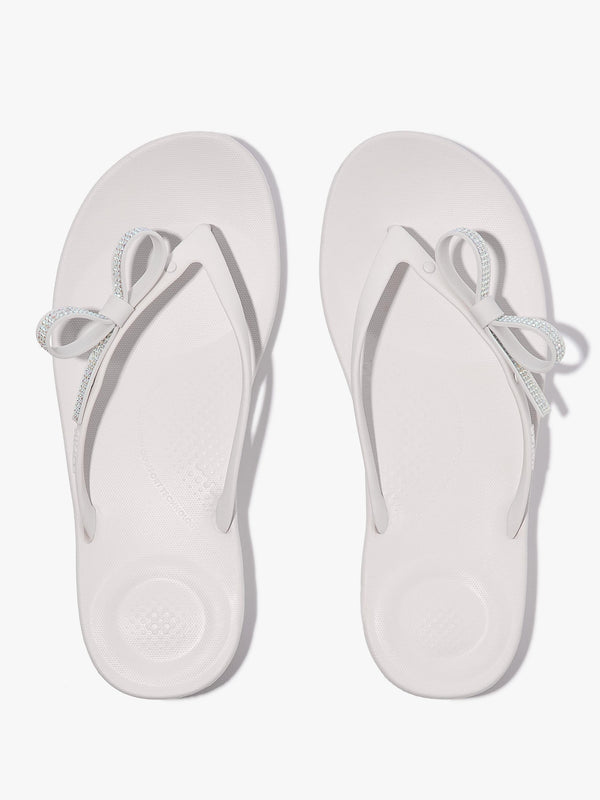 Iqushion Glitz Bow Urban White Flip Flops