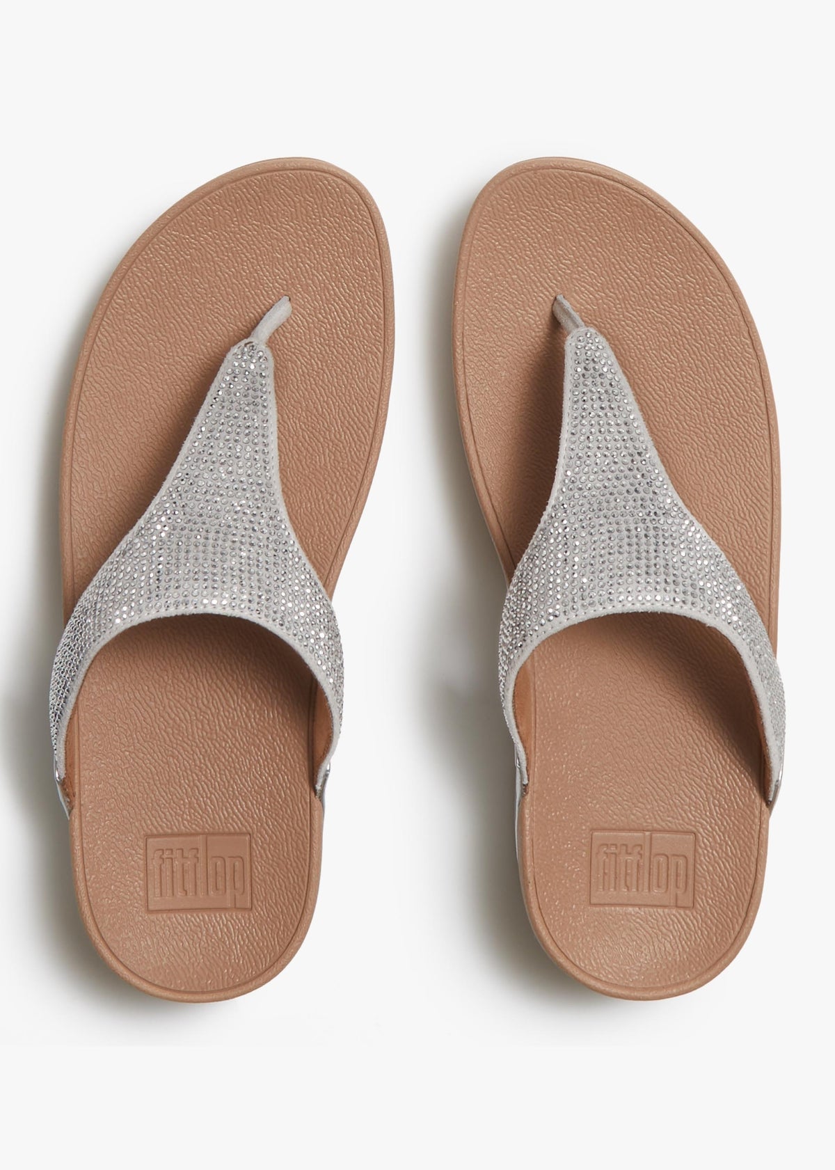 Lulu Crystal Embellished Steeled Silver Leather Toe Post Sandals