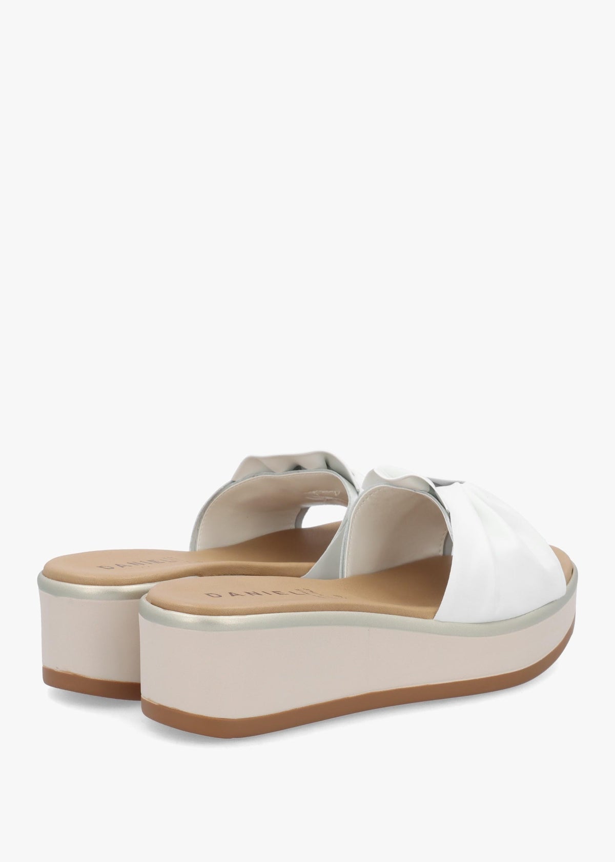Robow White Leather Knot Top Mules