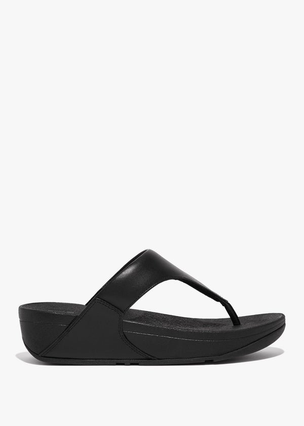 Lulu Black Leather Toe Post Sandals