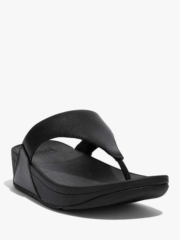 Lulu Black Leather Toe Post Sandals