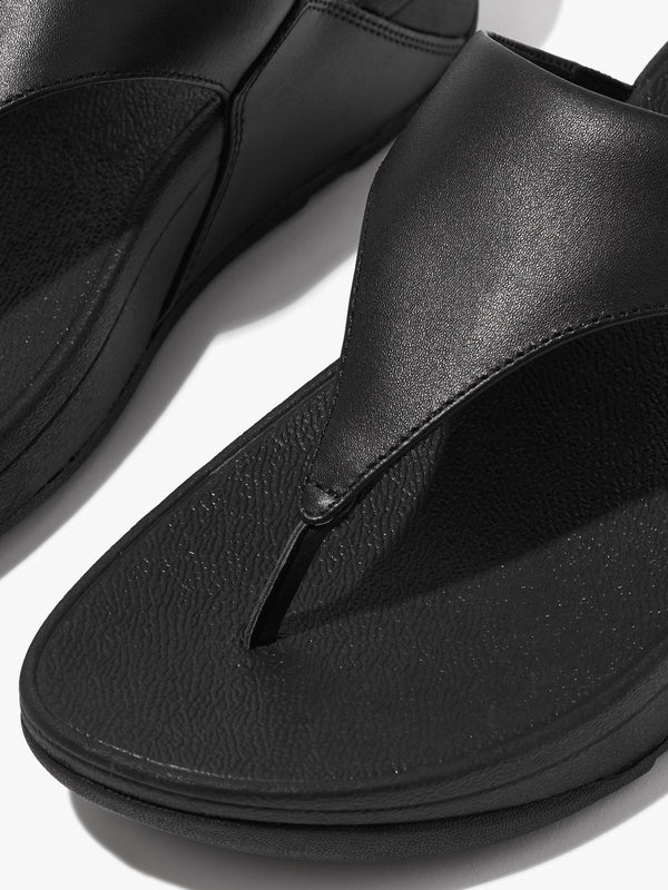 Lulu Black Leather Toe Post Sandals