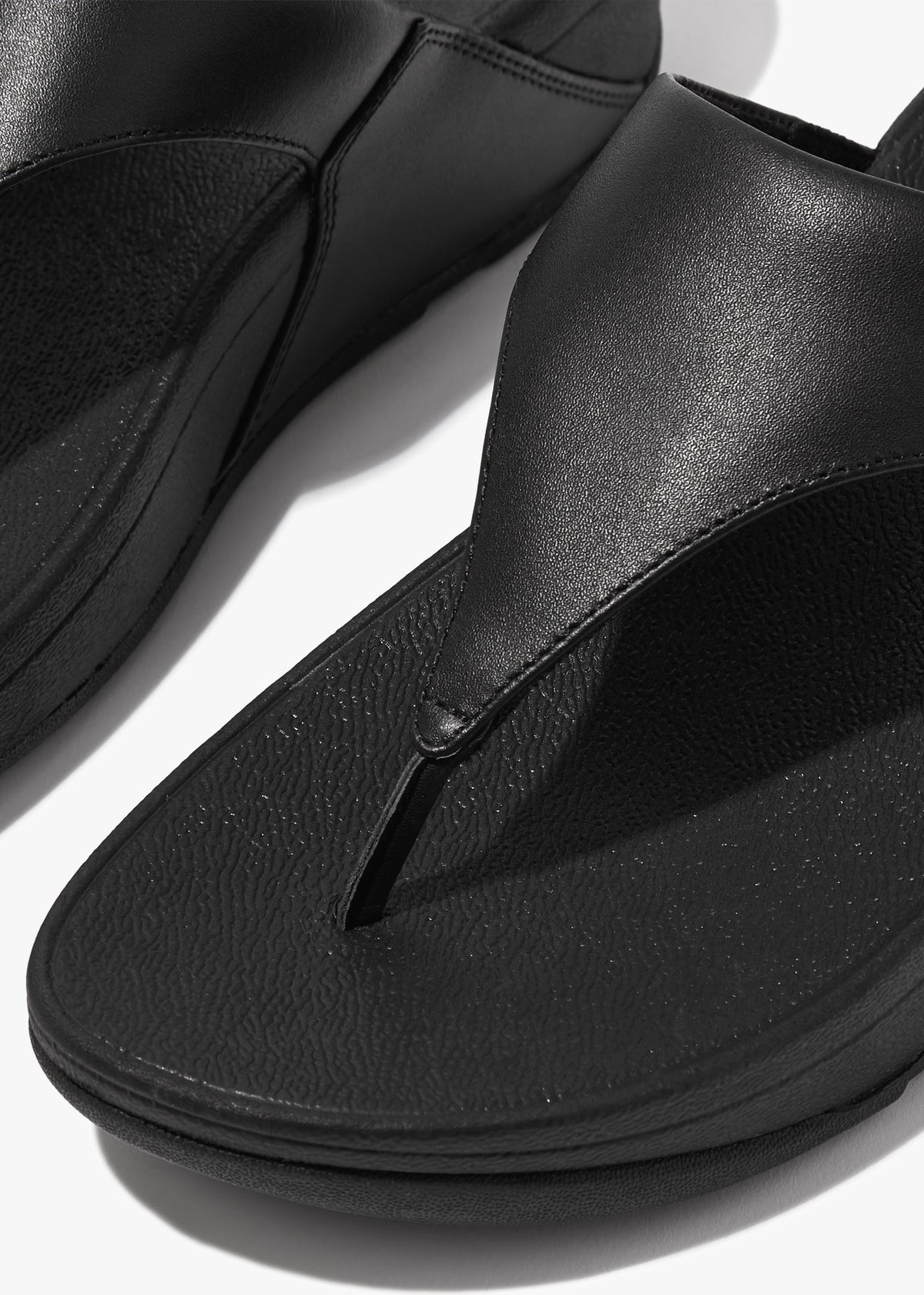Lulu Black Leather Toe Post Sandals