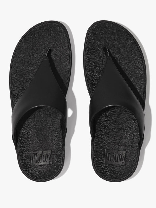 Lulu Black Leather Toe Post Sandals