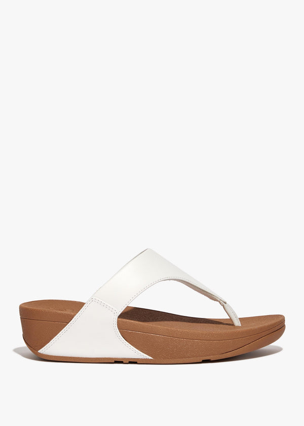 Lulu White Leather Toe Post Sandals