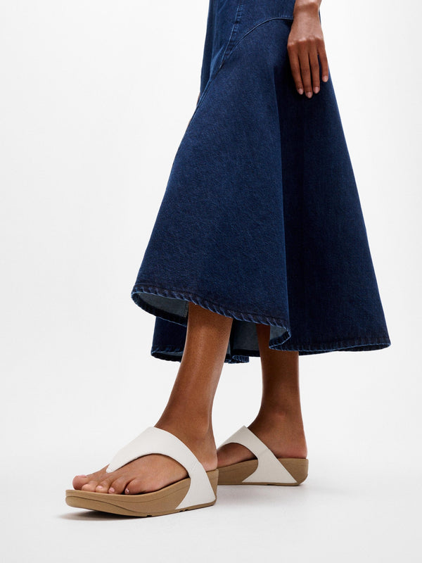 Lulu White Leather Toe Post Sandals