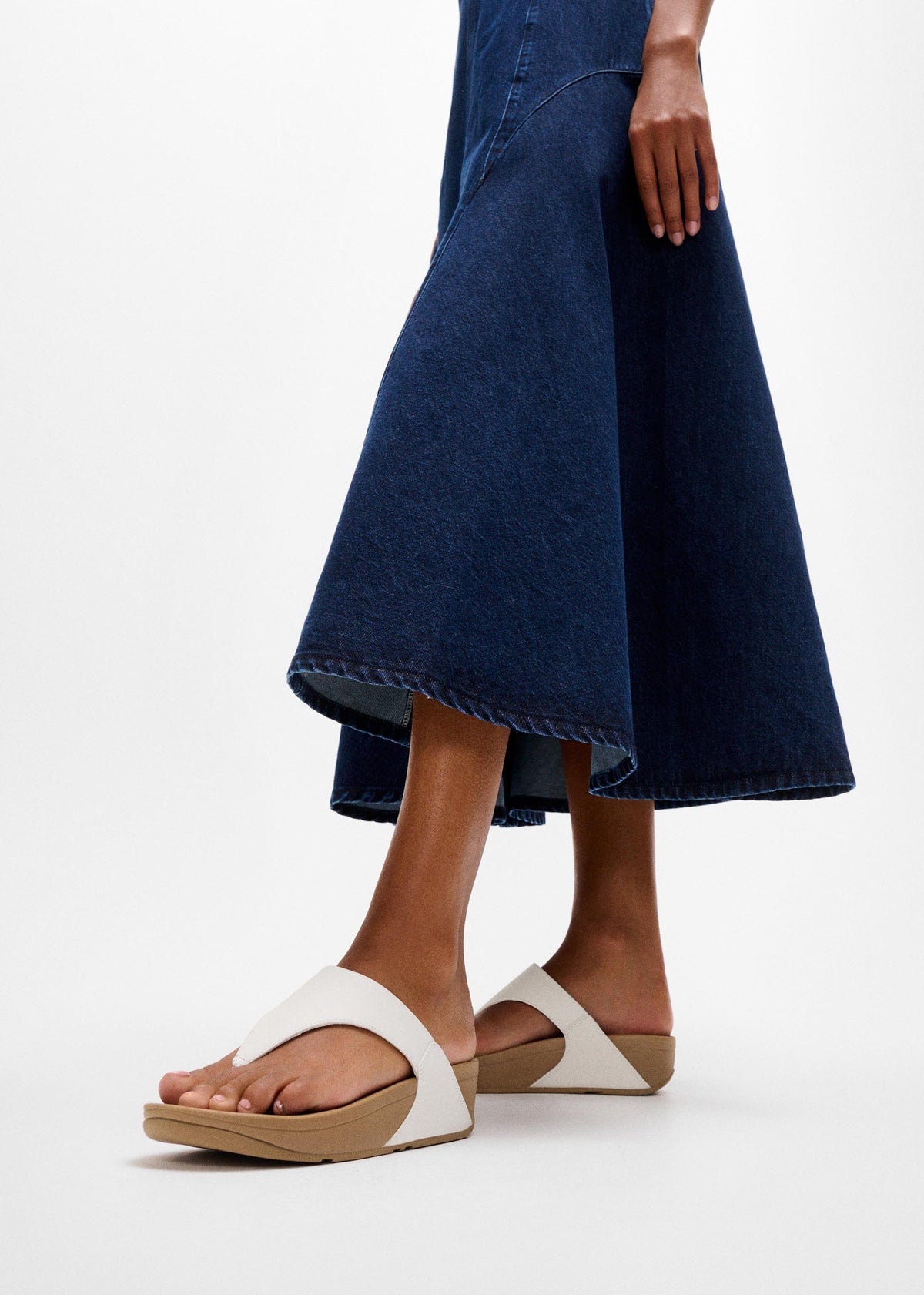 Lulu White Leather Toe Post Sandals