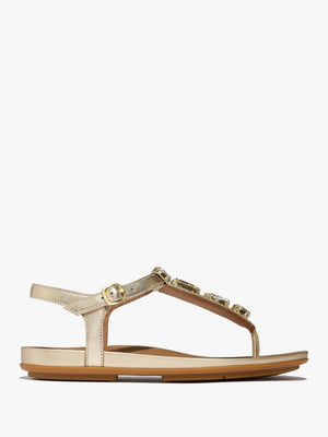 Gracie Ultra Jewel Platino Leather T-Bar Sandals