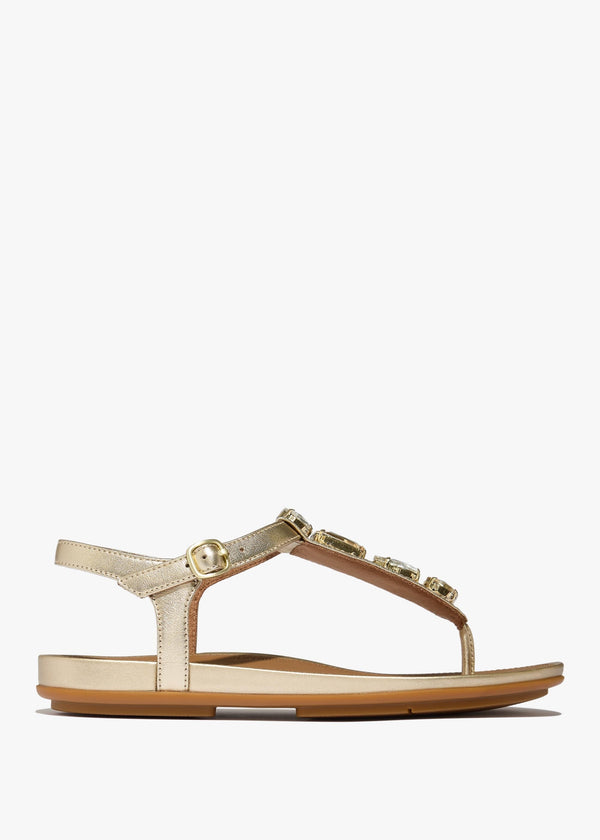 Gracie Ultra Jewel Platino Leather T-Bar Sandals