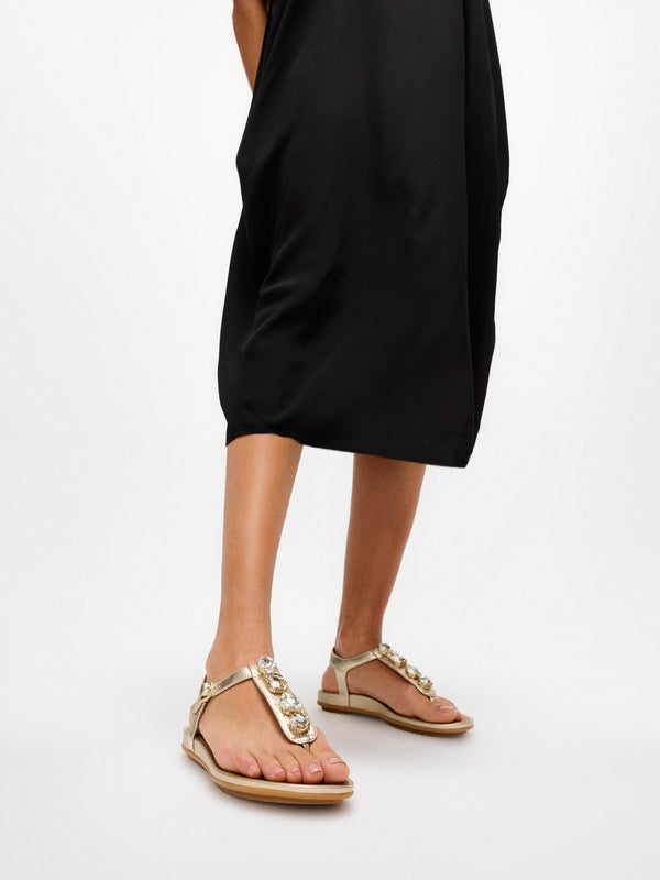 Gracie Ultra Jewel Platino Leather T-Bar Sandals