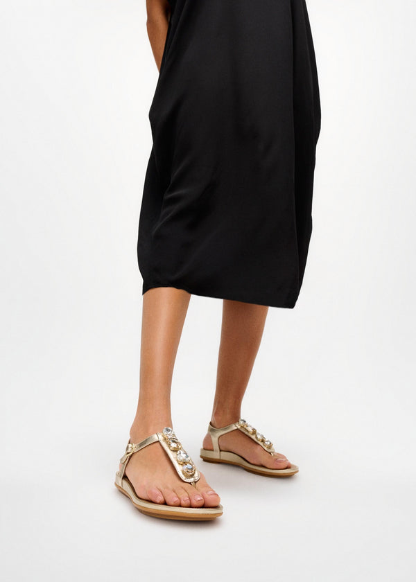 Gracie Ultra Jewel Platino Leather T-Bar Sandals