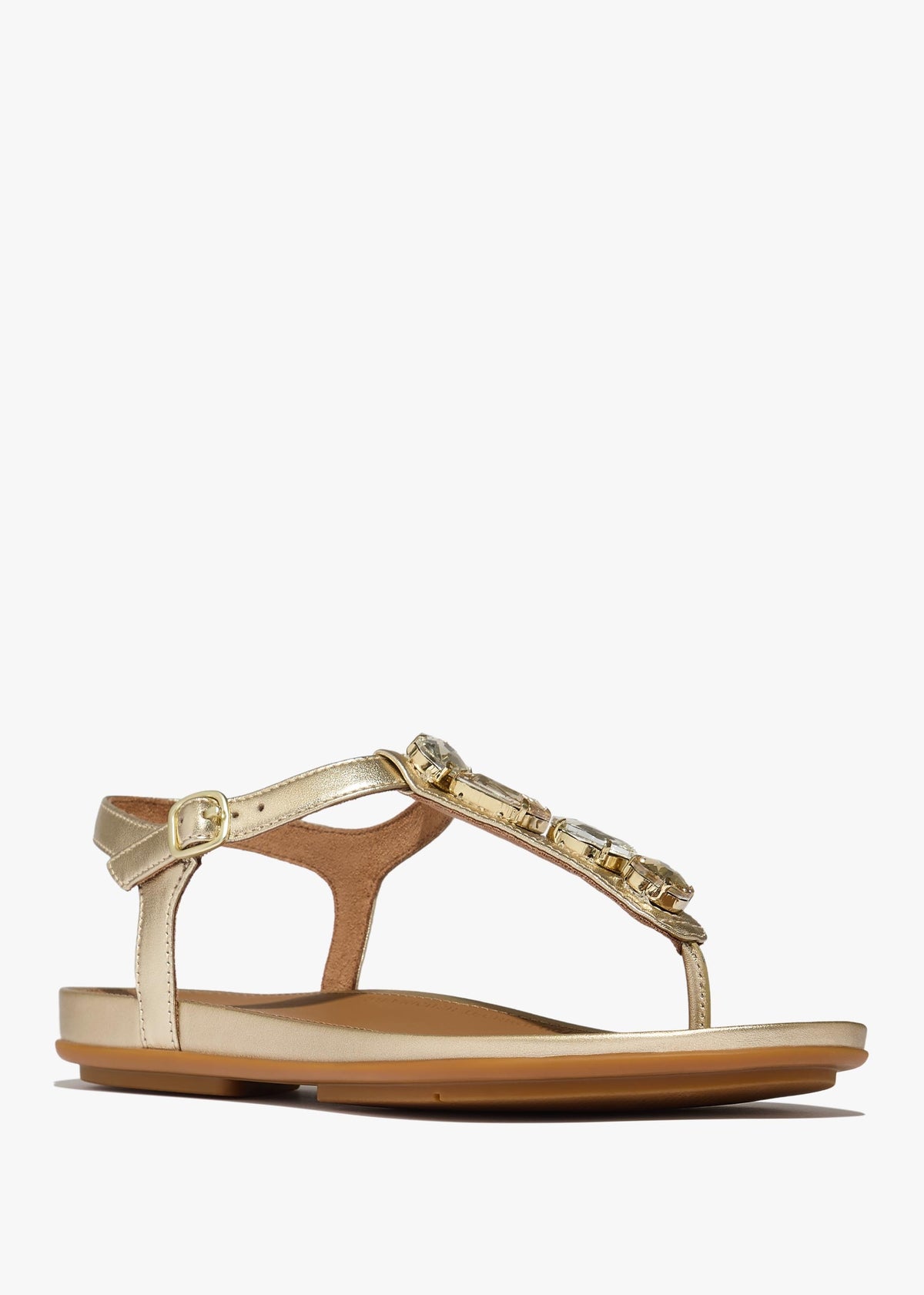 Gracie Ultra Jewel Platino Leather T-Bar Sandals