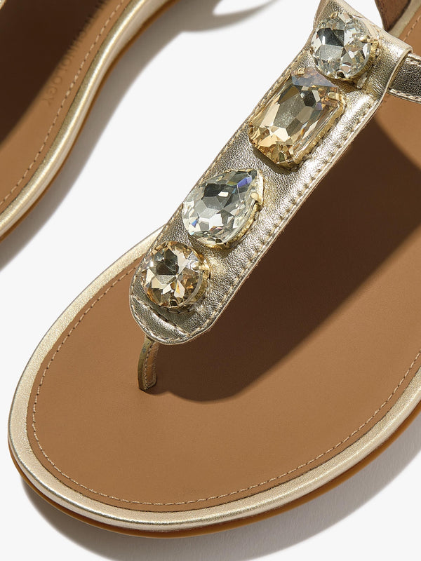Gracie Ultra Jewel Platino Leather T-Bar Sandals