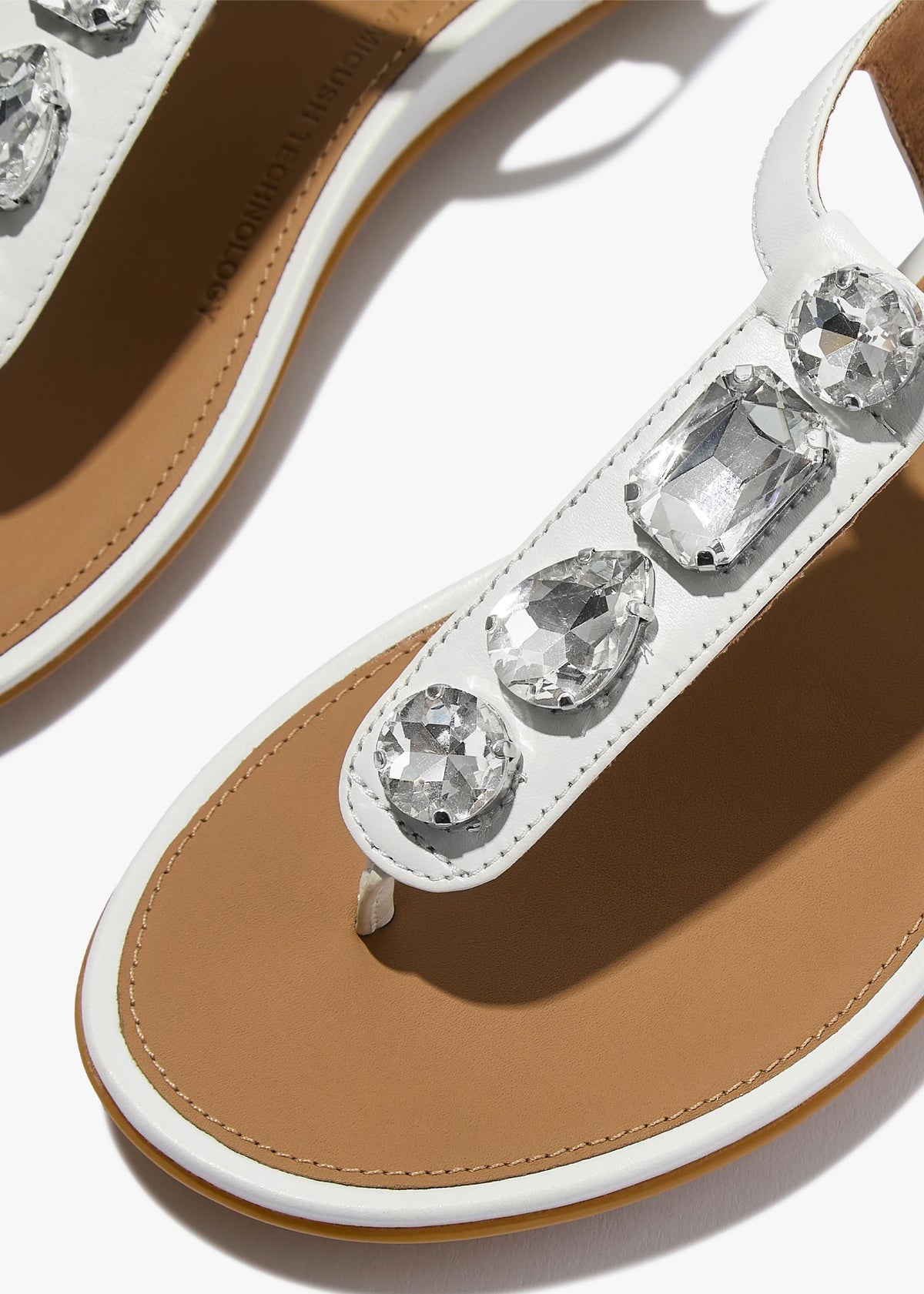 Gracie Ultra Jewel Ultra White Leather T-Bar Sandals