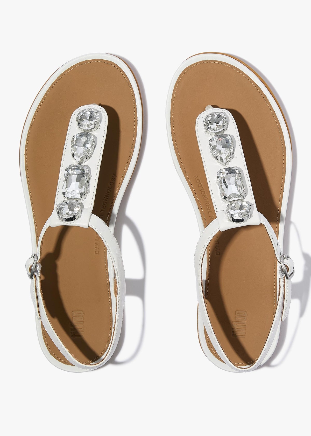 Gracie Ultra Jewel Ultra White Leather T-Bar Sandals