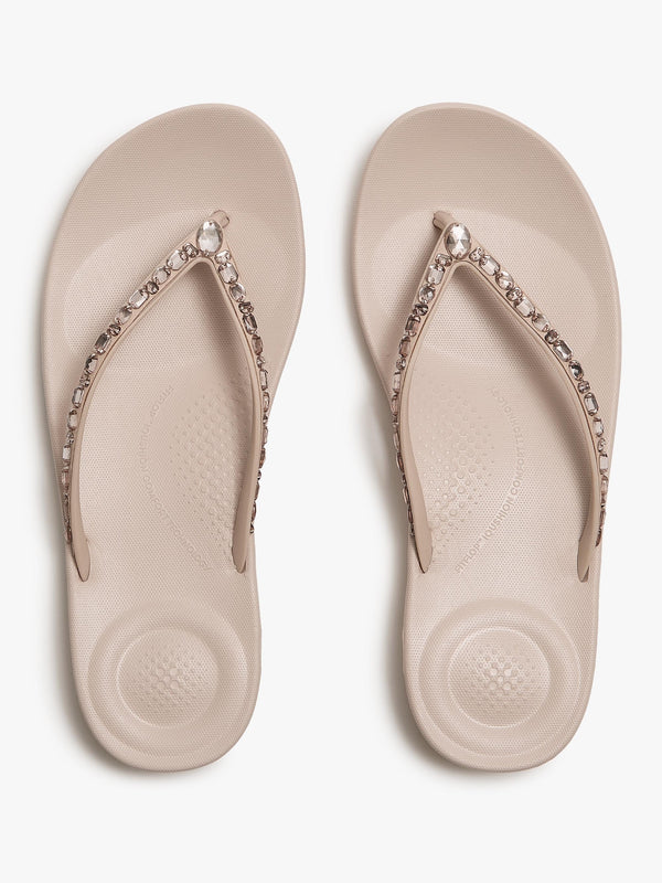 Iqushion Multi Crystal Nude Rose Flip Flops