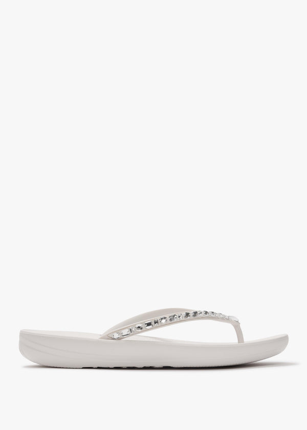 Iqushion Multi Crystal Urban White Flip Flops