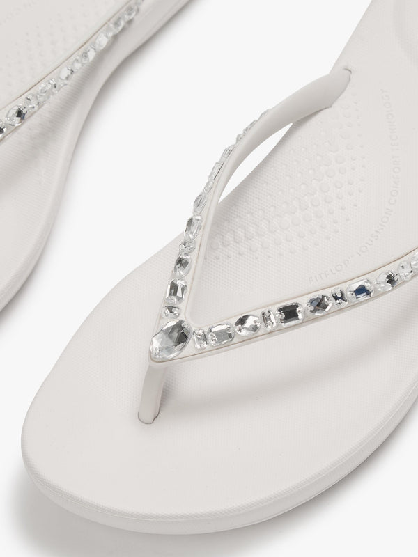 Iqushion Multi Crystal Urban White Flip Flops