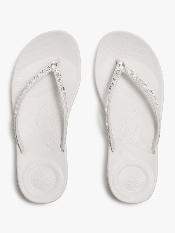 Iqushion Multi Crystal Urban White Flip Flops