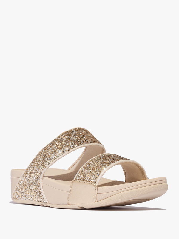 Lulu Multi Tonal Glitter Platino Silver Sliders