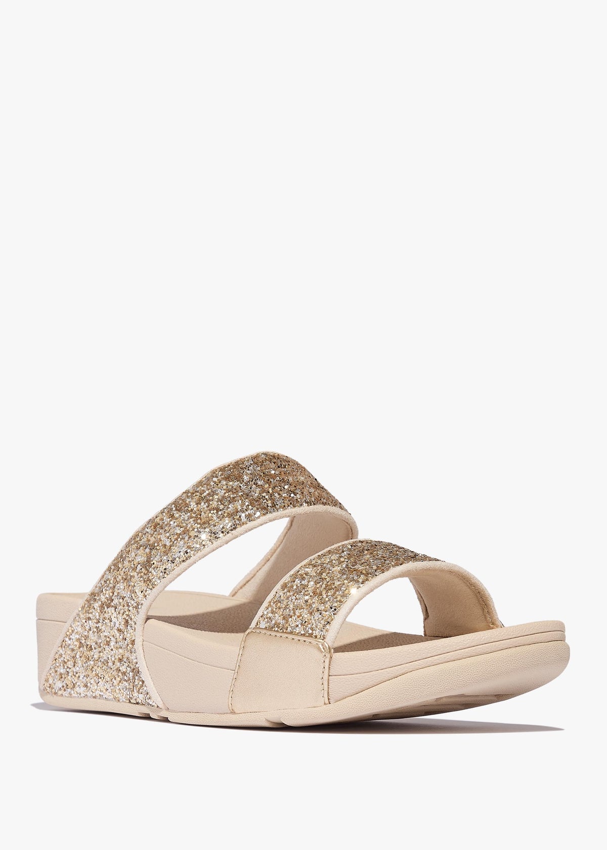 Lulu Multi Tonal Glitter Platino Silver Sliders