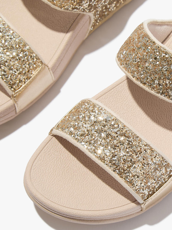 Lulu Multi Tonal Glitter Platino Silver Sliders