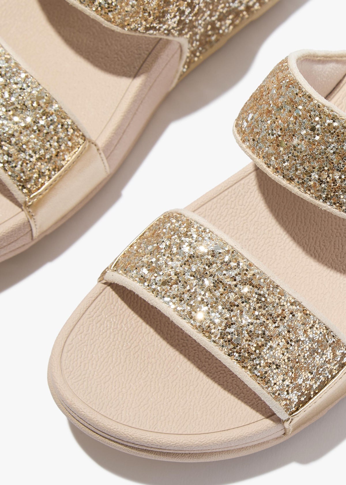 Lulu Multi Tonal Glitter Platino Silver Sliders