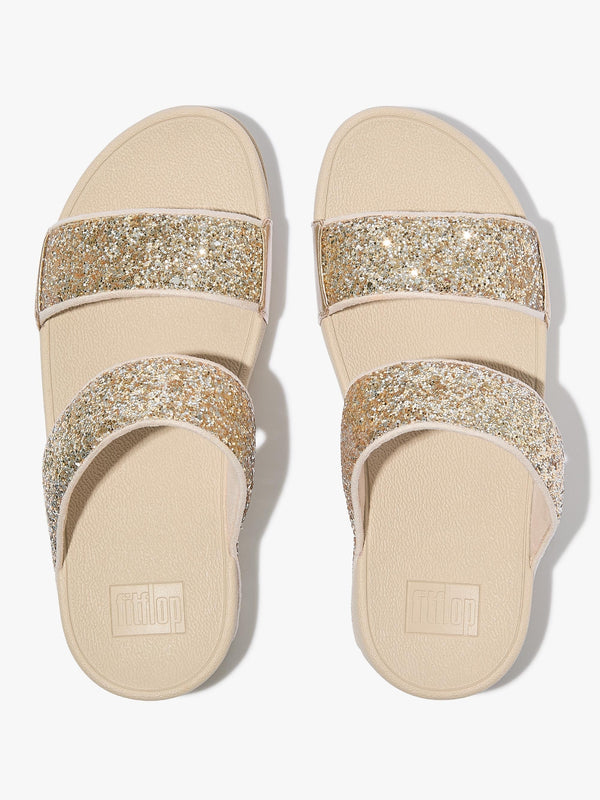 Lulu Multi Tonal Glitter Platino Silver Sliders