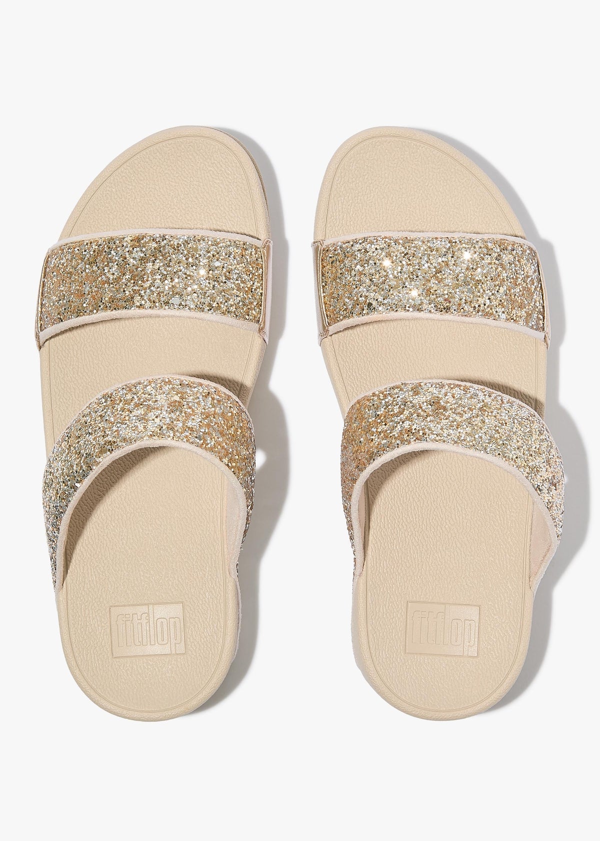 Lulu Multi Tonal Glitter Platino Silver Sliders