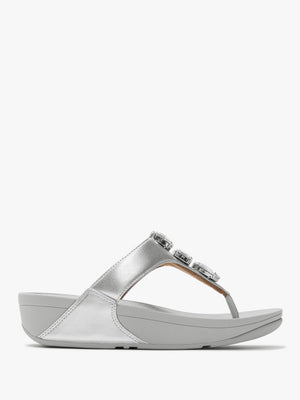 Lulu Ultra Jewel Silver Leather Toe Post Sandals
