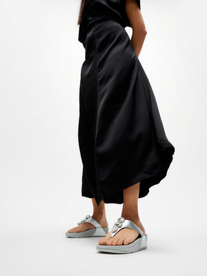 Lulu Ultra Jewel Silver Leather Toe Post Sandals