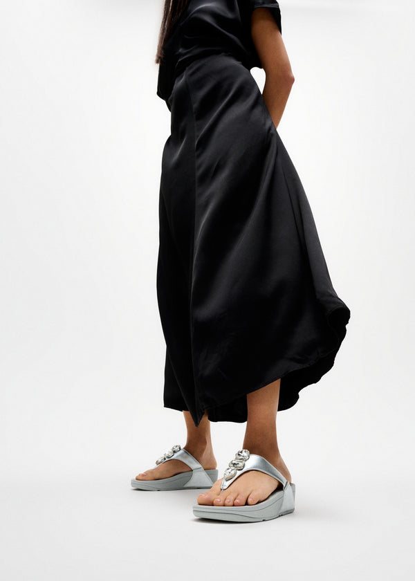 Lulu Ultra Jewel Silver Leather Toe Post Sandals