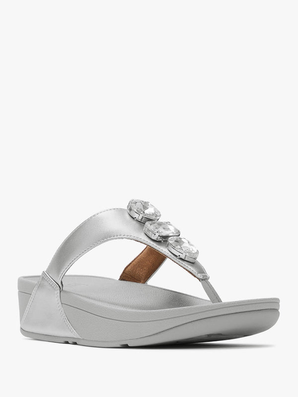Lulu Ultra Jewel Silver Leather Toe Post Sandals