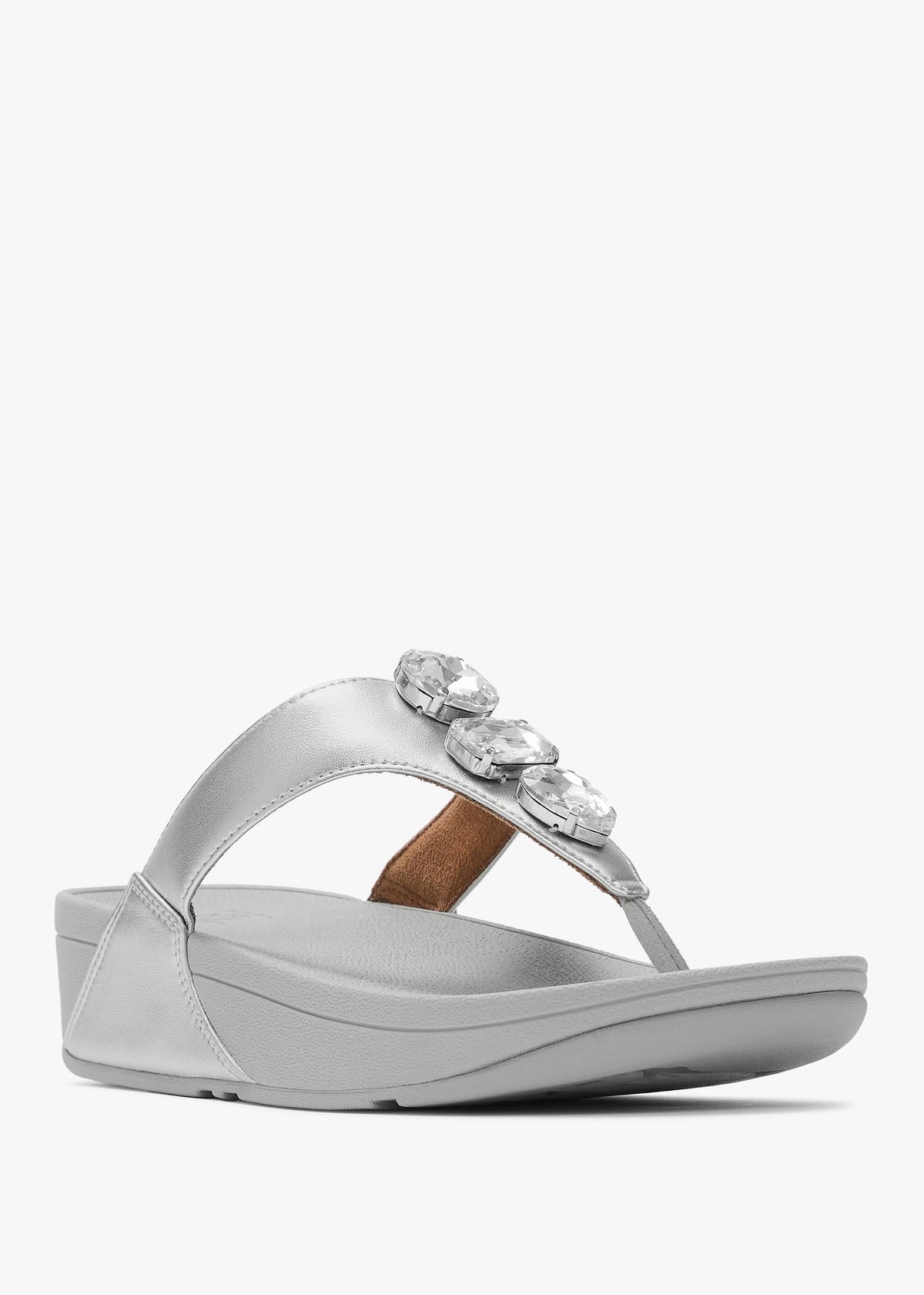 Lulu Ultra Jewel Silver Leather Toe Post Sandals