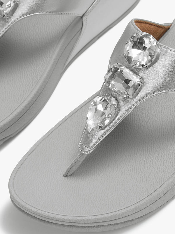 Lulu Ultra Jewel Silver Leather Toe Post Sandals